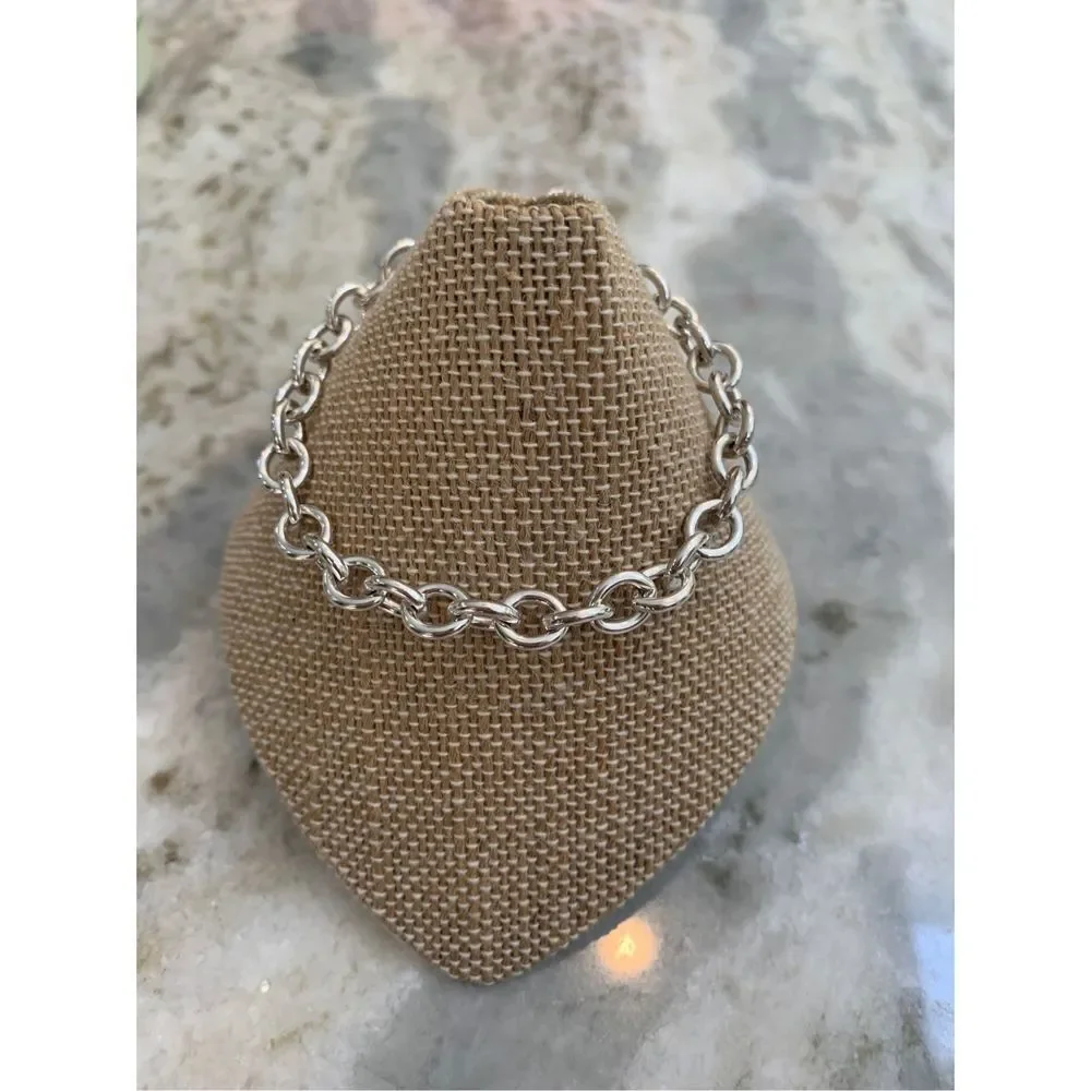 .925 Cable Link Sterling Silver Bracelet #charm bracelet